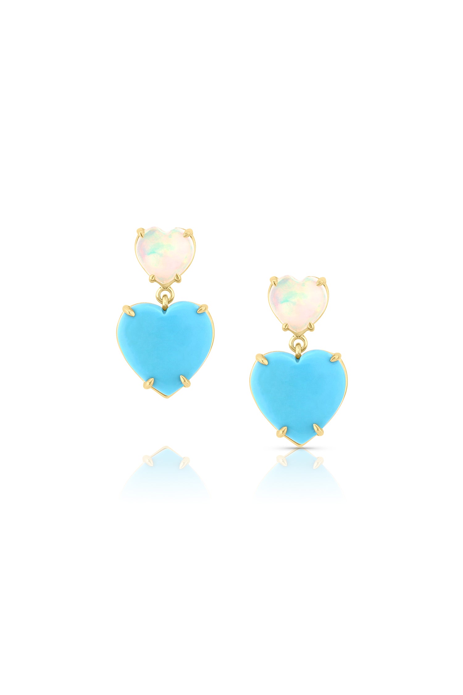 Double Heart Earring with Opal