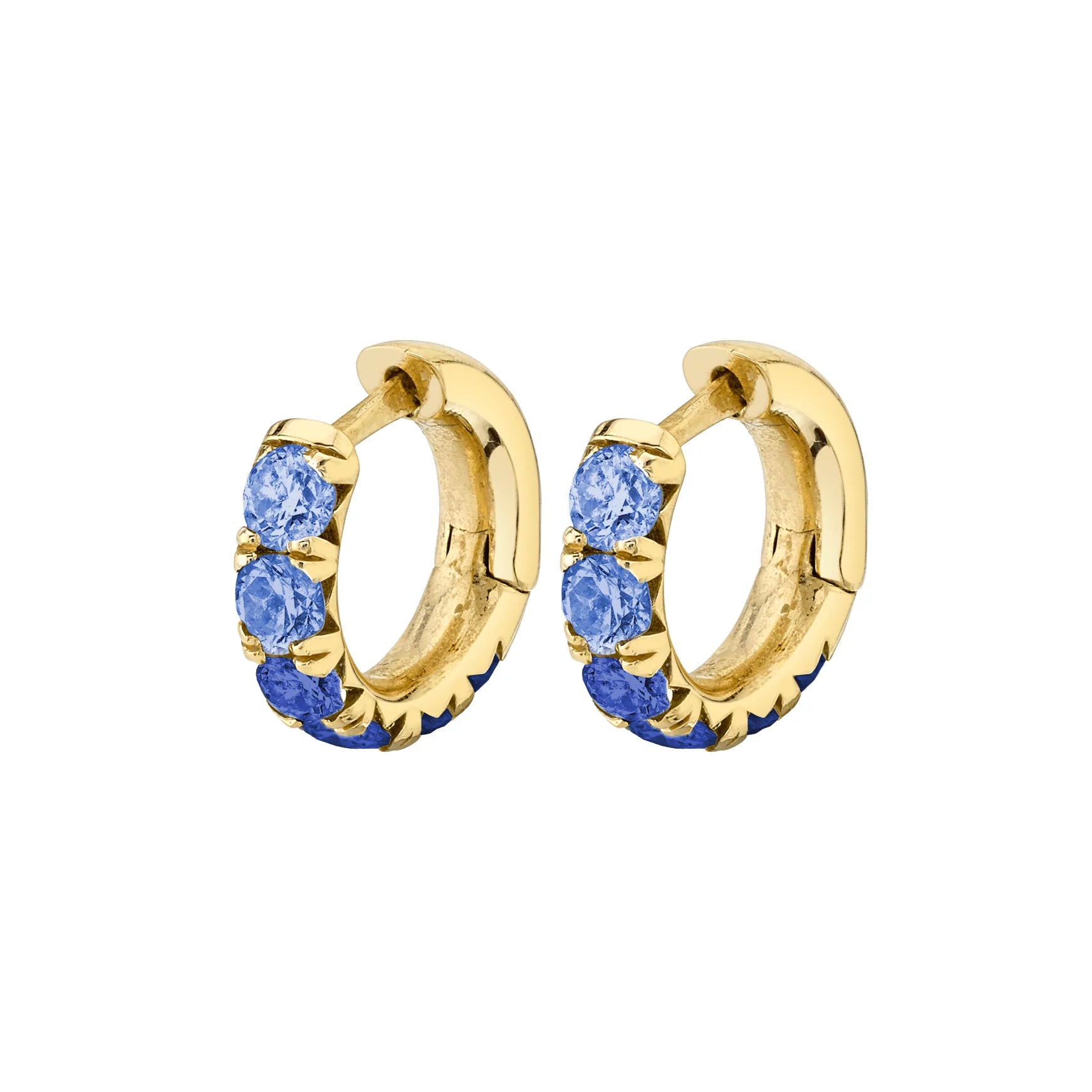 Baby Ombré Blue Sapphire French Pavé Hoops