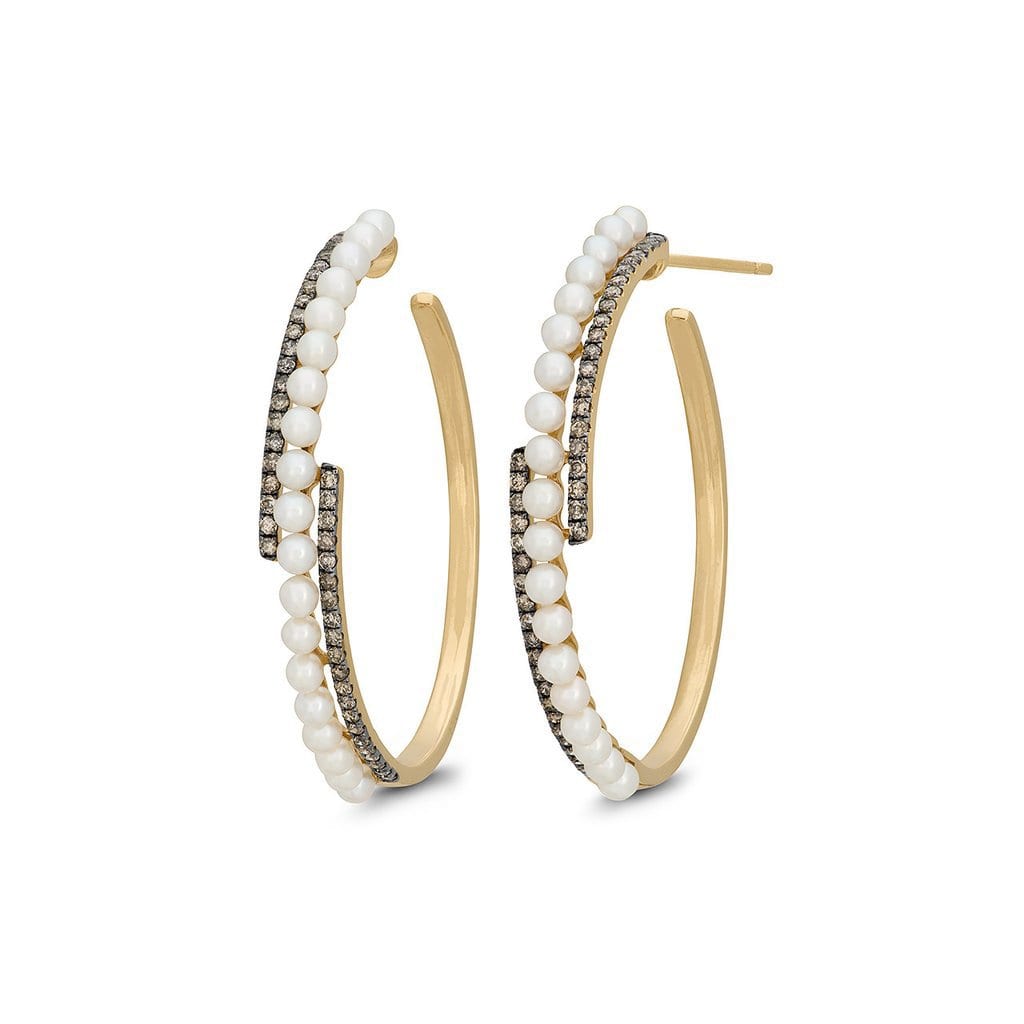 Vincents Fine Jewelry | Jane Kaye | Champagne Diamond & Pearl Hoops