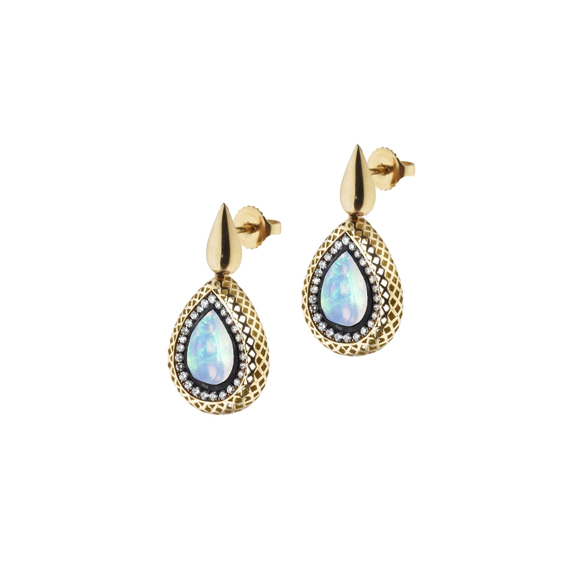 Crownwork Opal Earrings