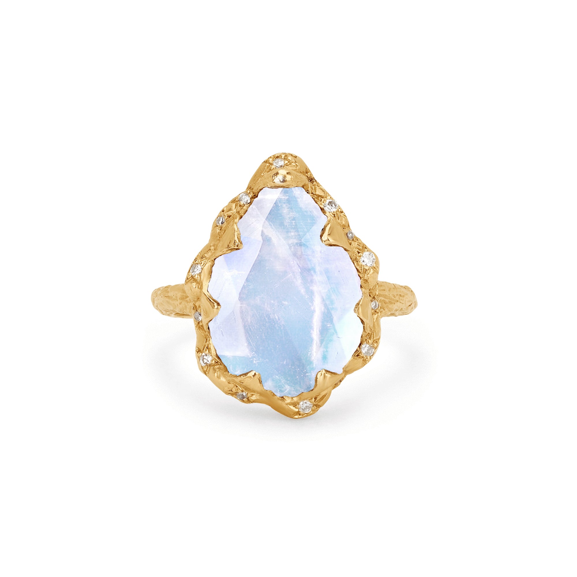 Baby Queen Water Drop Moonstone Ring with Sprinkled Diamonds
