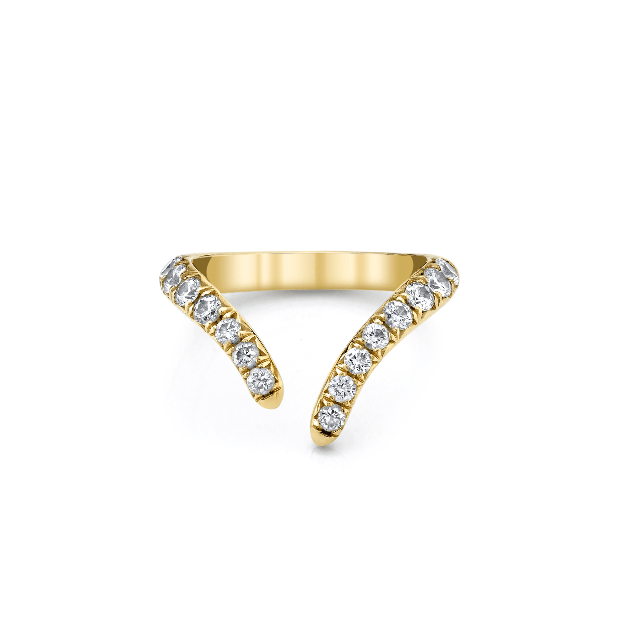French Pavé Diamond Tusk Ring