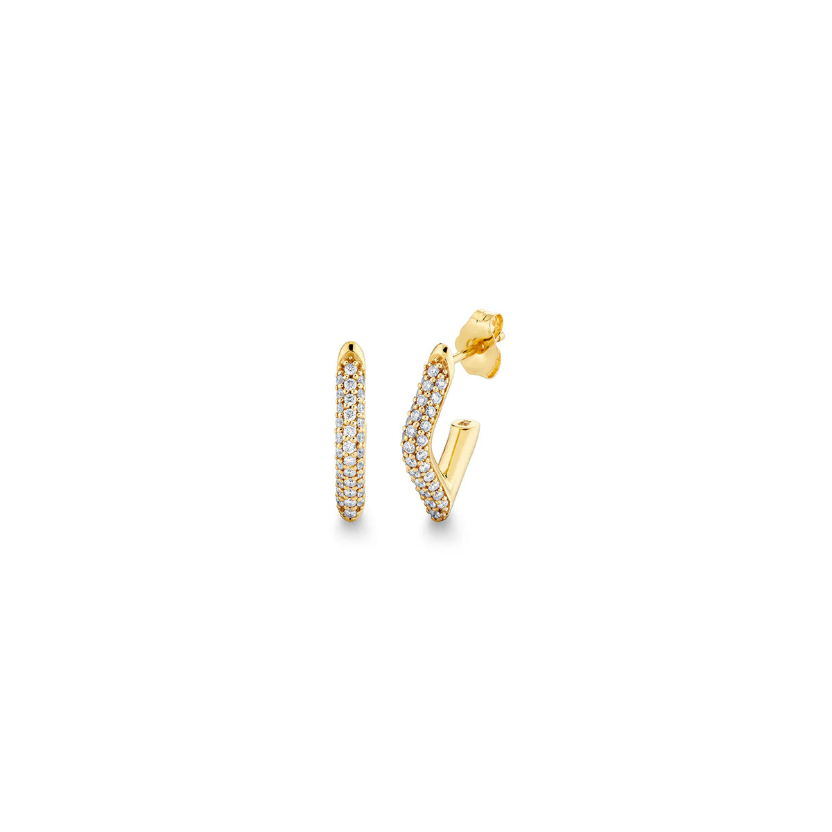 GOLD &amp; DIAMOND SMALL PAVE TUBE MARQUISE EYE HOOPS