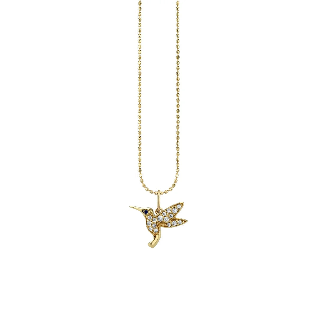 GOLD &amp; DIAMOND SMALL HUMMINGBIRD CHARM