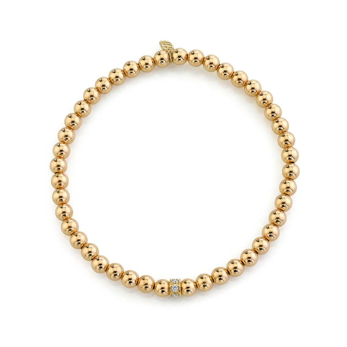 GOLD &amp; DIAMOND RONDELLE ON GOLD BEADS