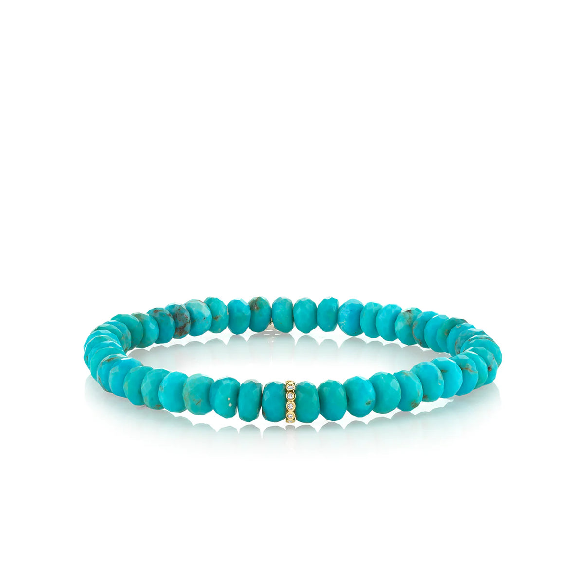 GOLD &amp; DIAMOND RONDELLE ON TURQUOISE