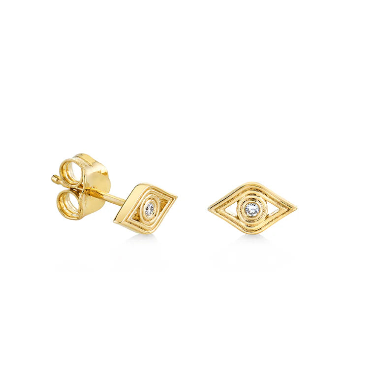 GOLD &amp; DIAMOND FLUTED EYE STUD