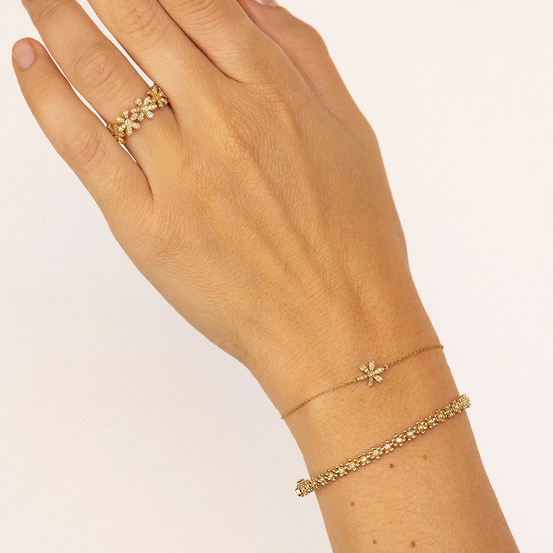 GOLD &amp; DIAMOND DAISY ETERNITY RING