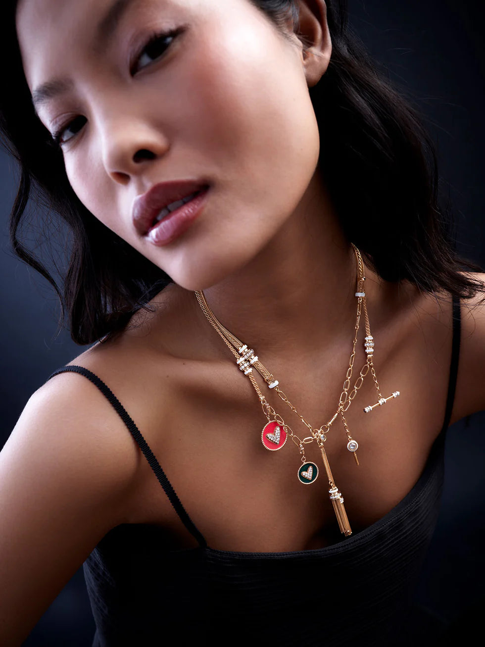 Double Face Charm Rusty Red &amp; Yellow - Diamonds