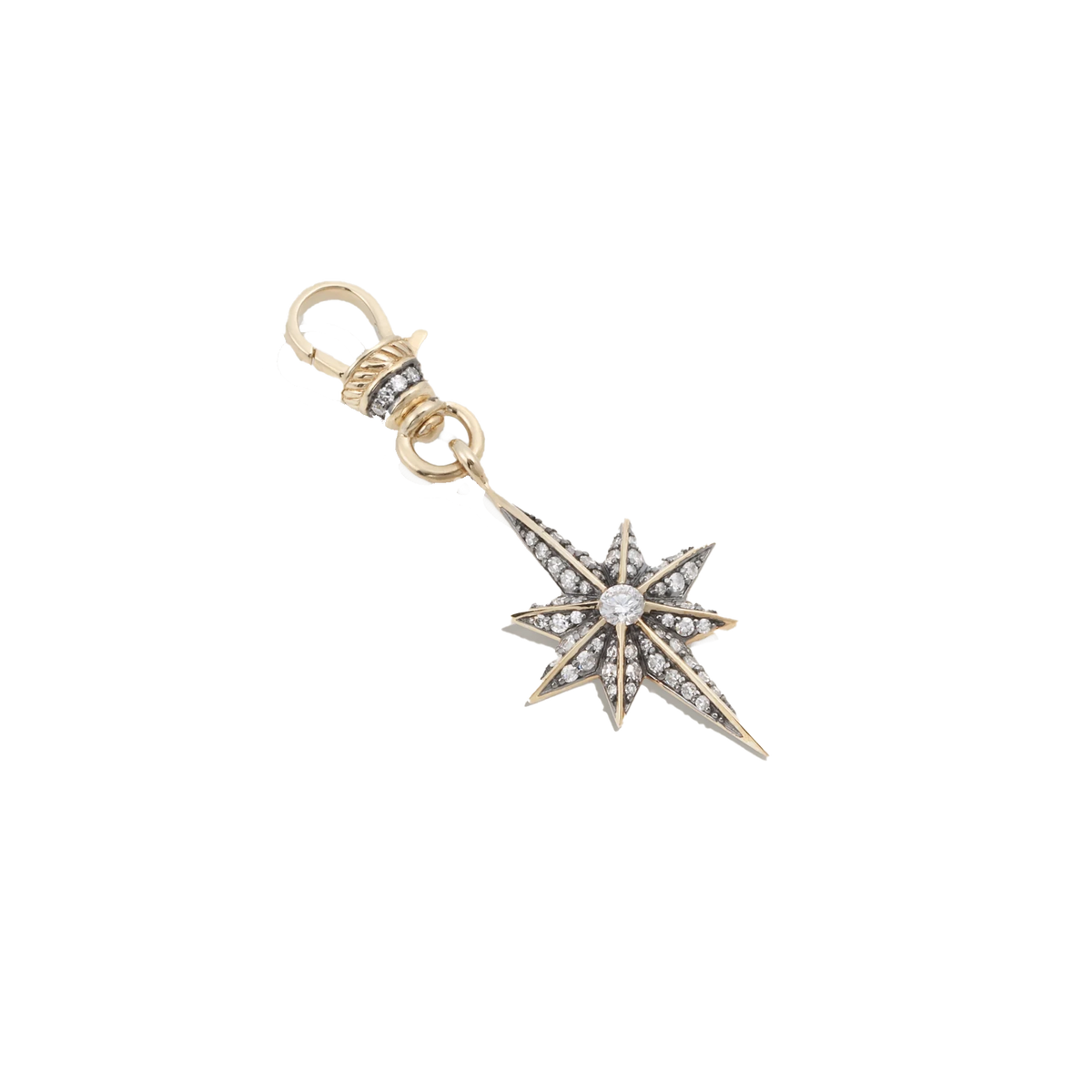 Antique Finish Victorian Star Diamond Pendant On Clip