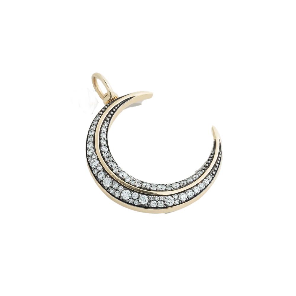 Antique Finish Crescent Moon Pendant