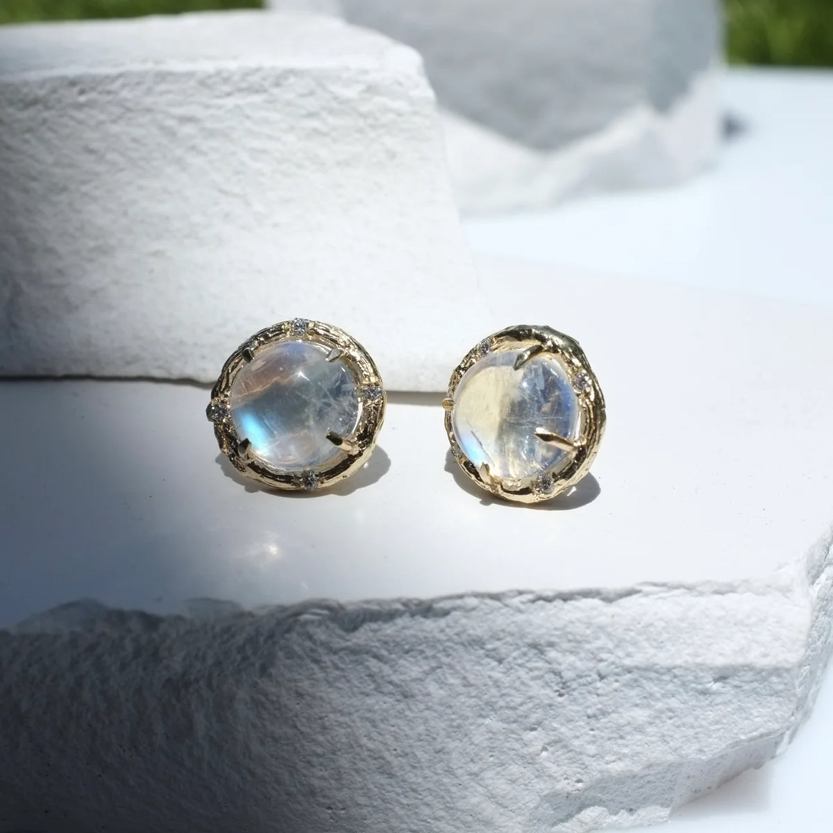 Moonstone Round Studs
