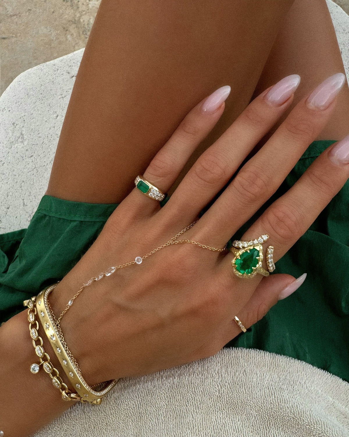 French Pavé Diamond Tusk Ring - White Gold