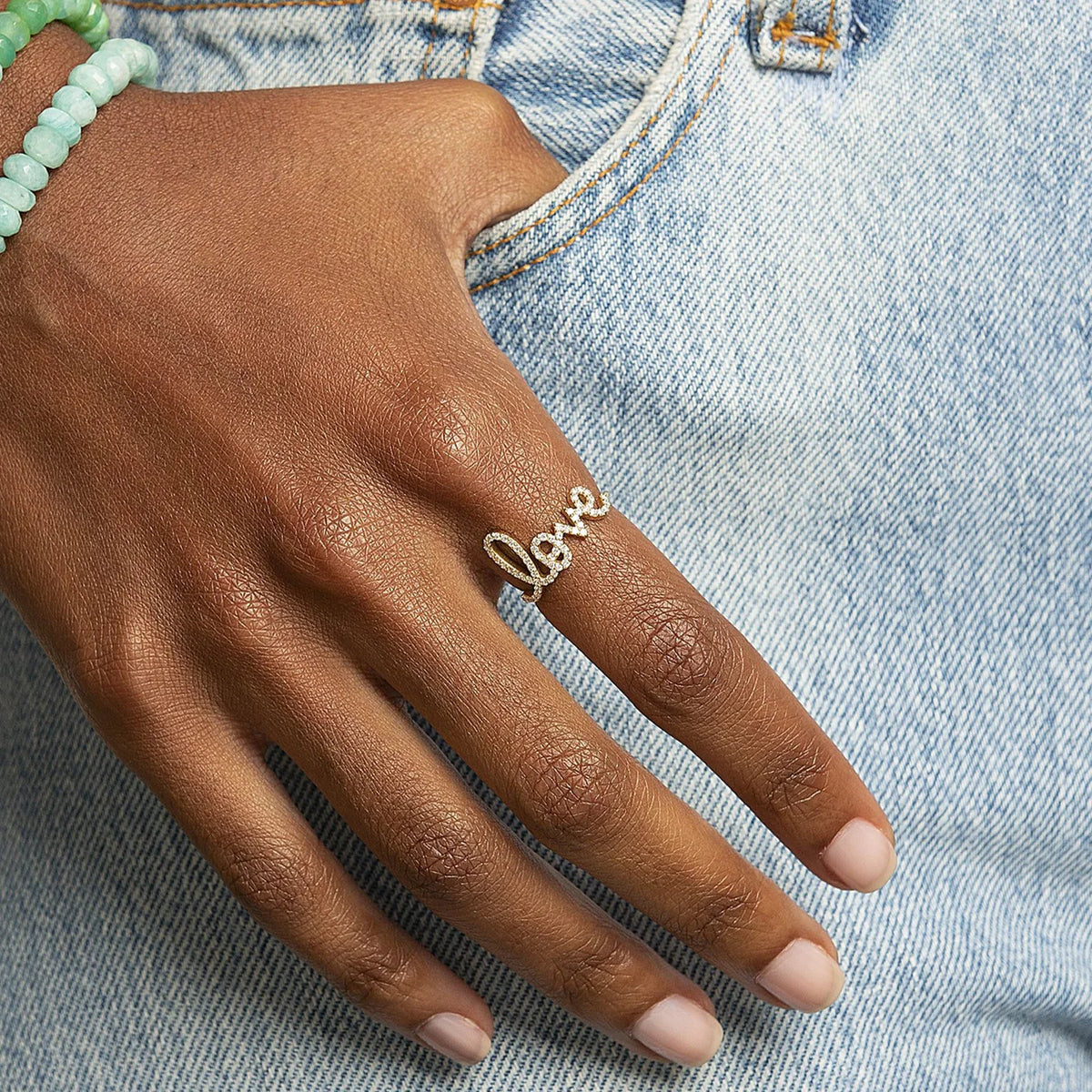 GOLD &amp; DIAMOND LARGE LOVE RING