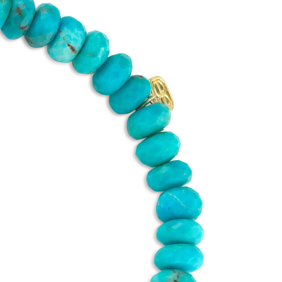 GOLD &amp; DIAMOND RONDELLE ON TURQUOISE