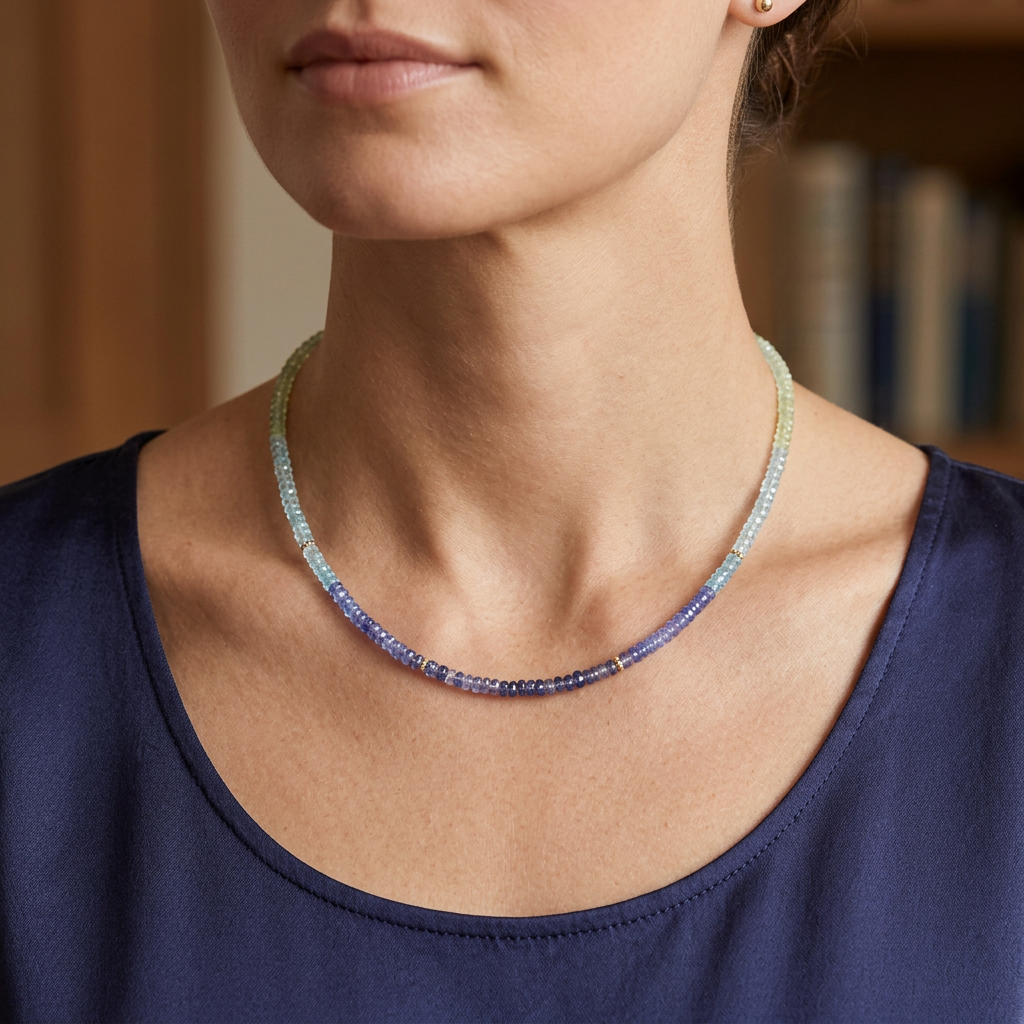 Tanzanite Bail Beaded Necklace