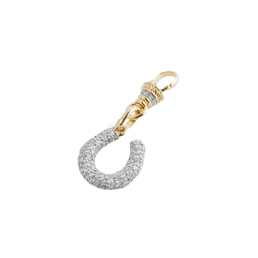 Modern Finish Diamond Horseshoe Clip Pendant