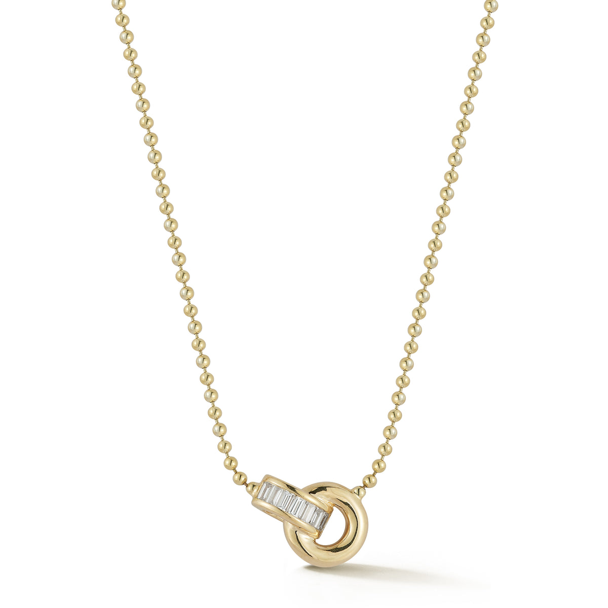 Sadie Pearl Channel Set Donut interlocking Necklace