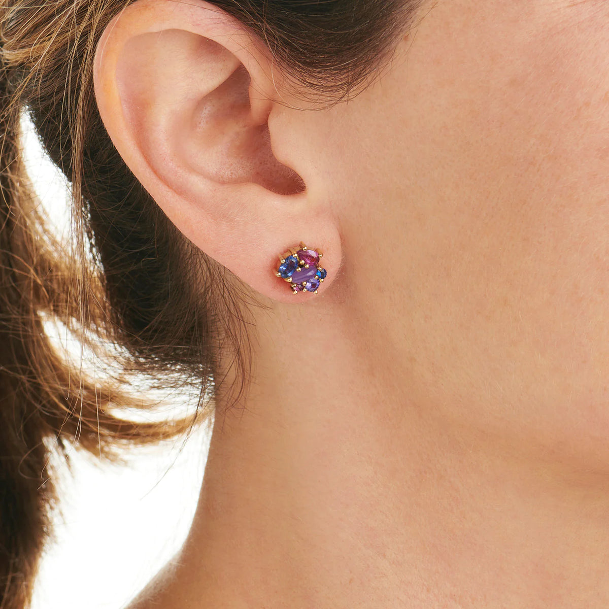 Gogo Purple, Pink, and Blue Stud Earrings