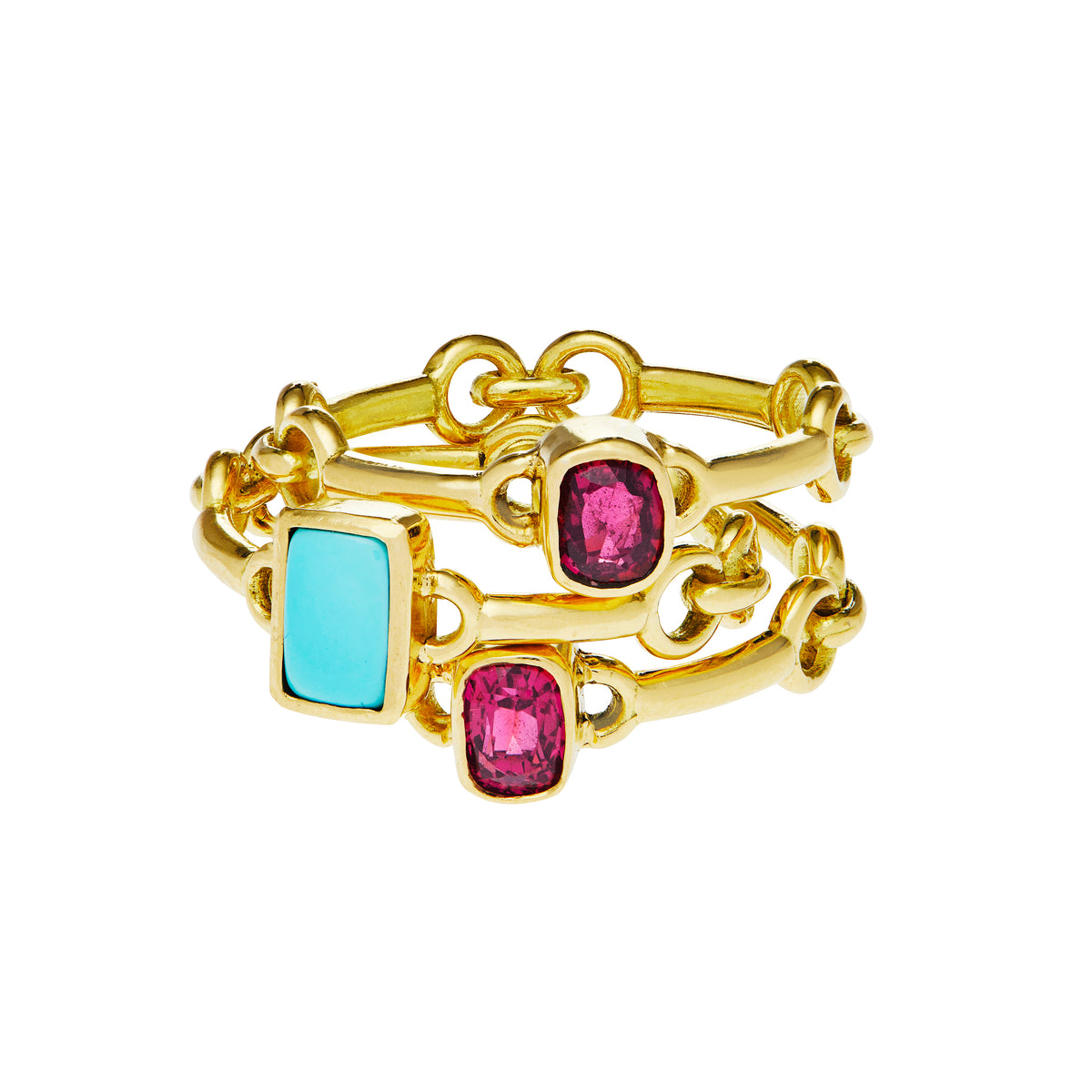 Signature Pink Turquoise Stack Rings