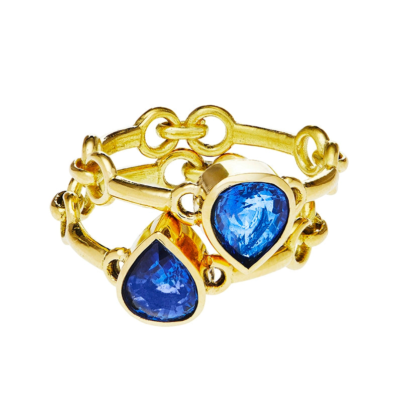 Signature Blue Sapphire Pear Stack Rings