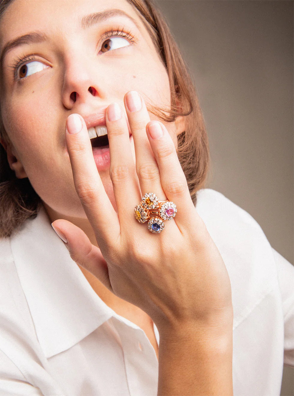 Beirut Rosace Ring Blue Sapphire - Diamonds