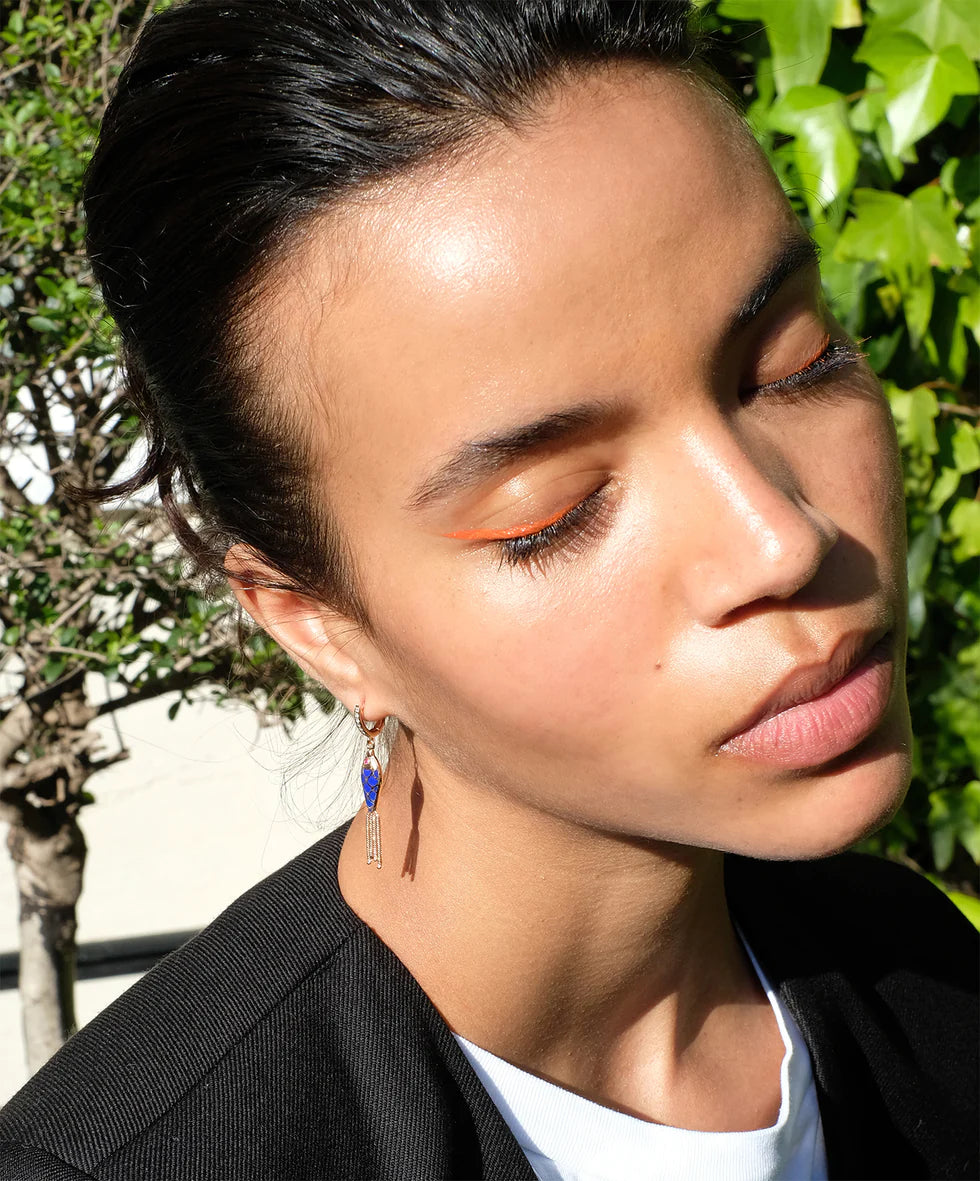 Fish for Love Earrings - Navy &amp; Ivory Ruby Diamonds