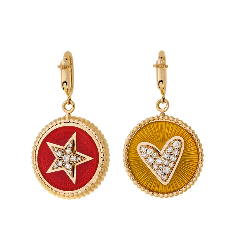 Double Face Charm Rusty Red &amp; Yellow - Diamonds