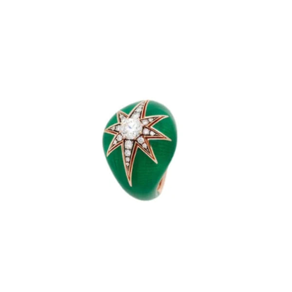 Aïda Pinky Ring – Green Enamel &amp; Diamonds