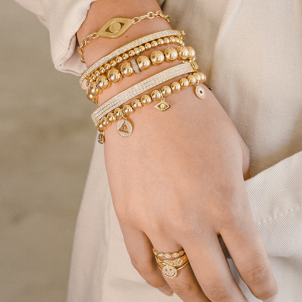 GOLD &amp; DIAMOND RONDELLE ON GOLD BEADS