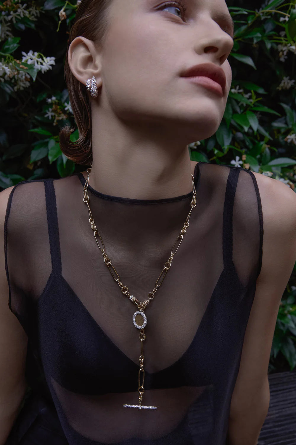 Modern Finish Diamond T-Bar Clip Pendant