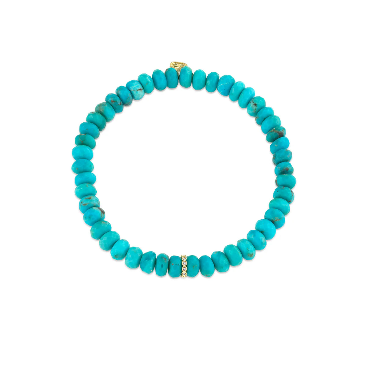 GOLD &amp; DIAMOND RONDELLE ON TURQUOISE