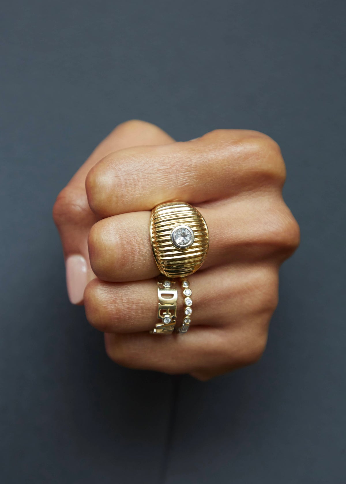 MAXI BERLINGOT TOPAZ FLUTED RING