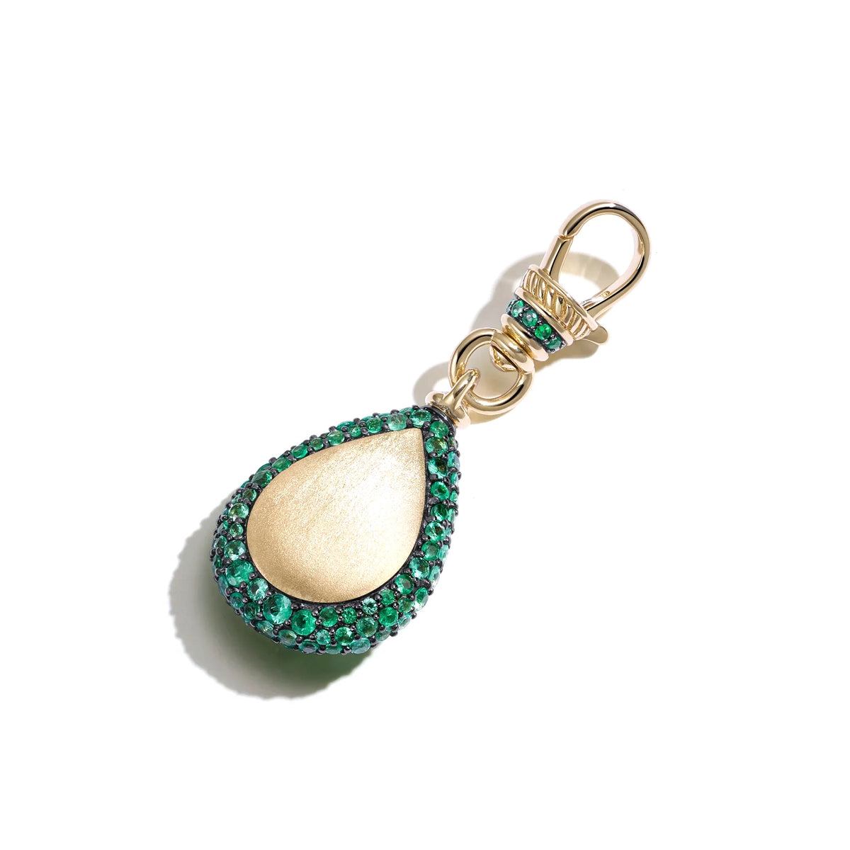 EMERALD PEAR POCKET WATCH CLIP PENDANT