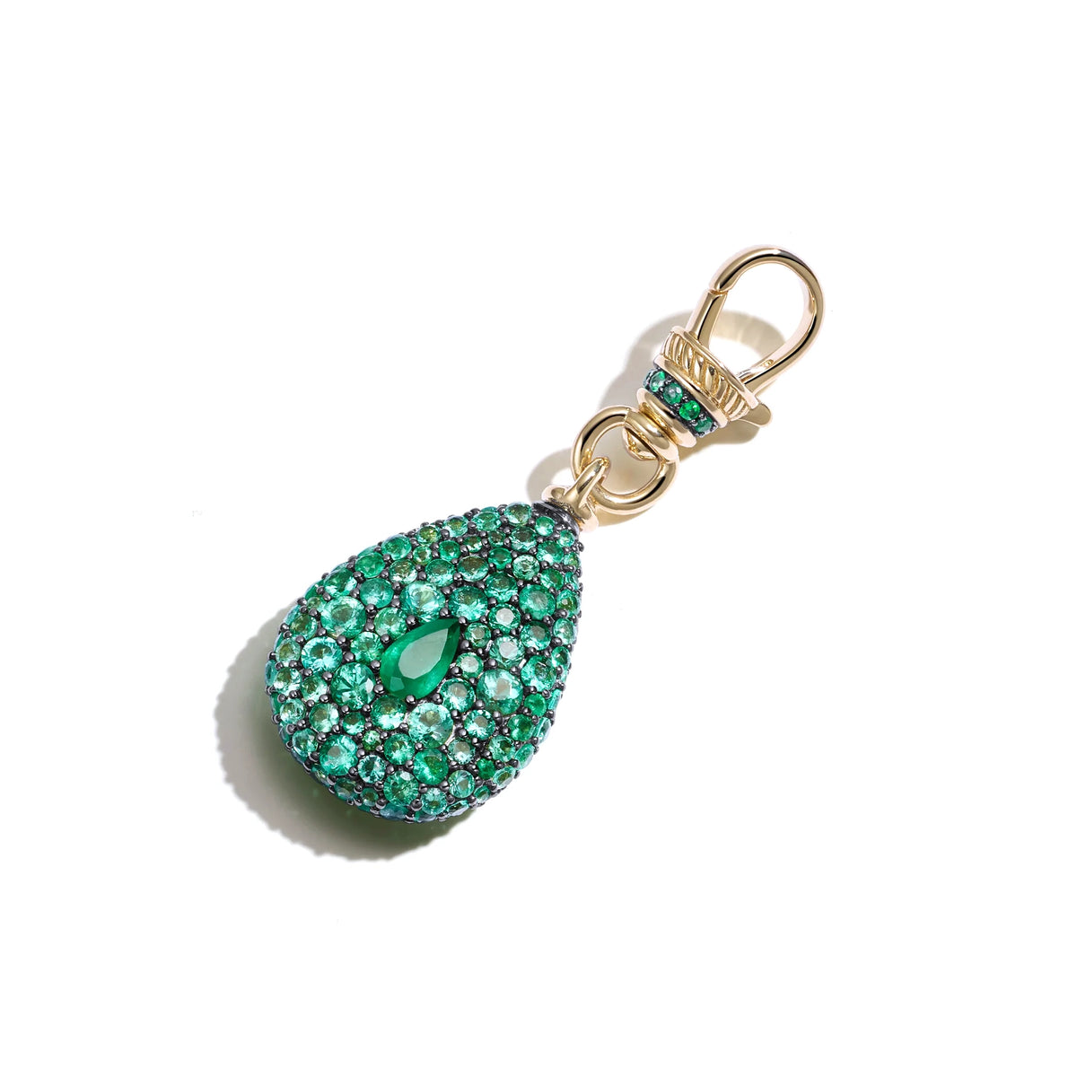 EMERALD PEAR POCKET WATCH CLIP PENDANT