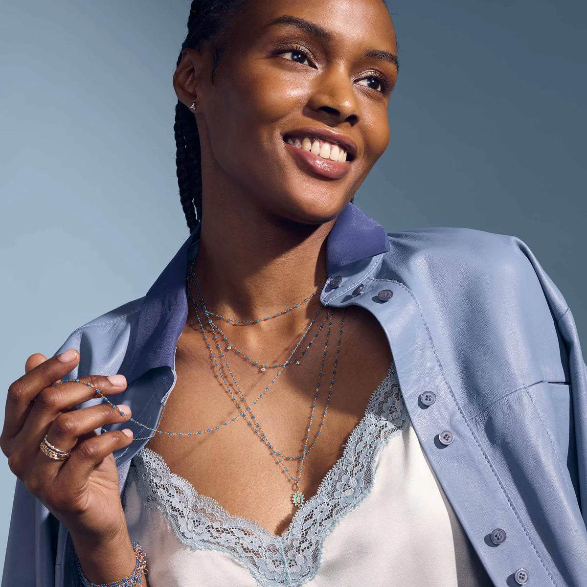 Classic Gigi Azur Necklace, Yellow Gold, 16.5"