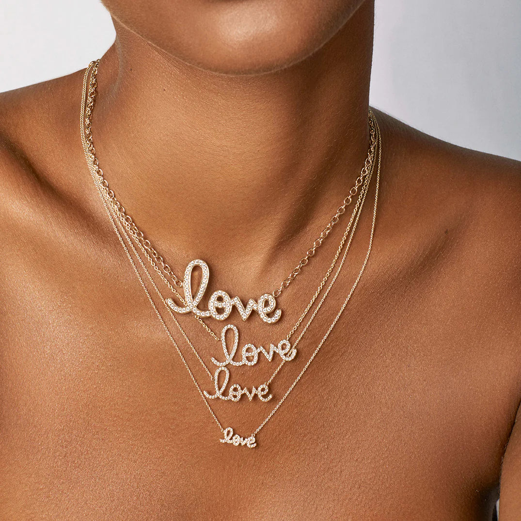GOLD &amp; DIAMOND LARGE LOVE NECKLACE