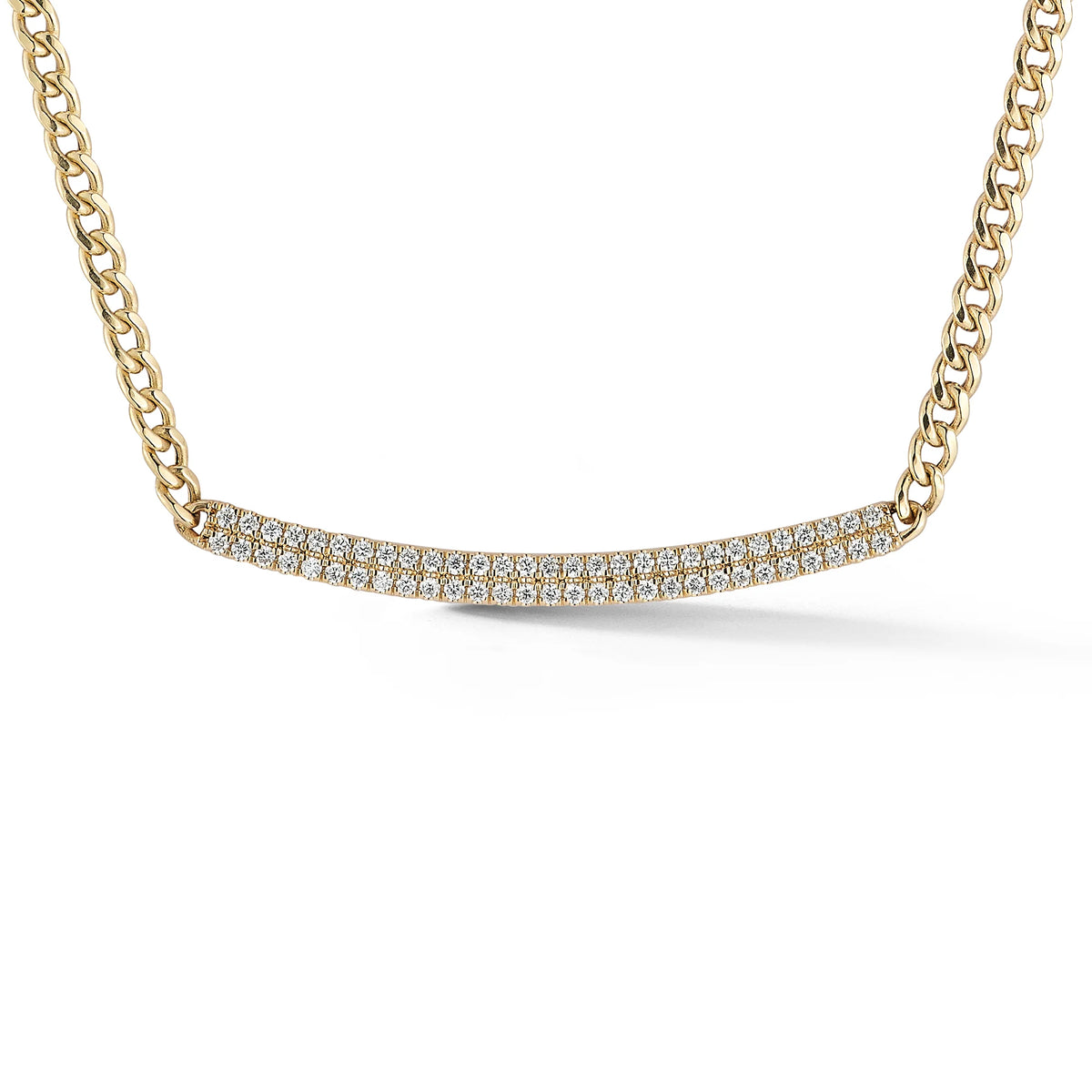 SYLVIE ROSE CUBAN CHAIN LONG BAR NECKLACE