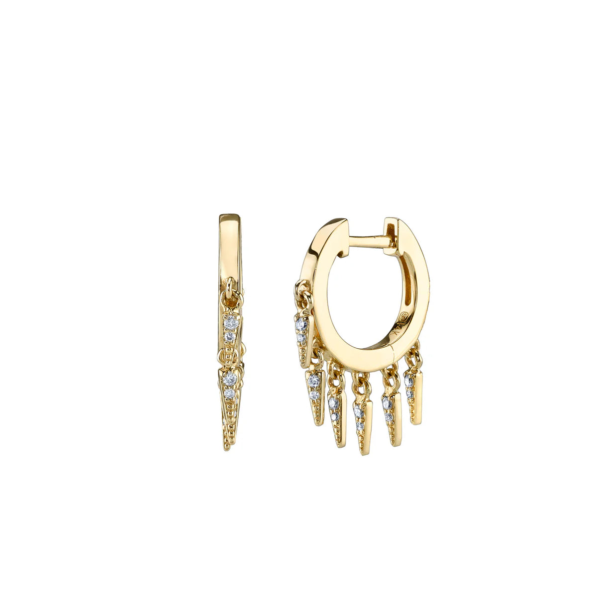 GOLD &amp; DIAMOND SMALL FRINGE HUGGIE HOOPS