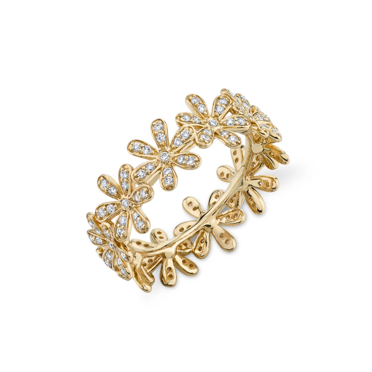 GOLD &amp; DIAMOND DAISY ETERNITY RING
