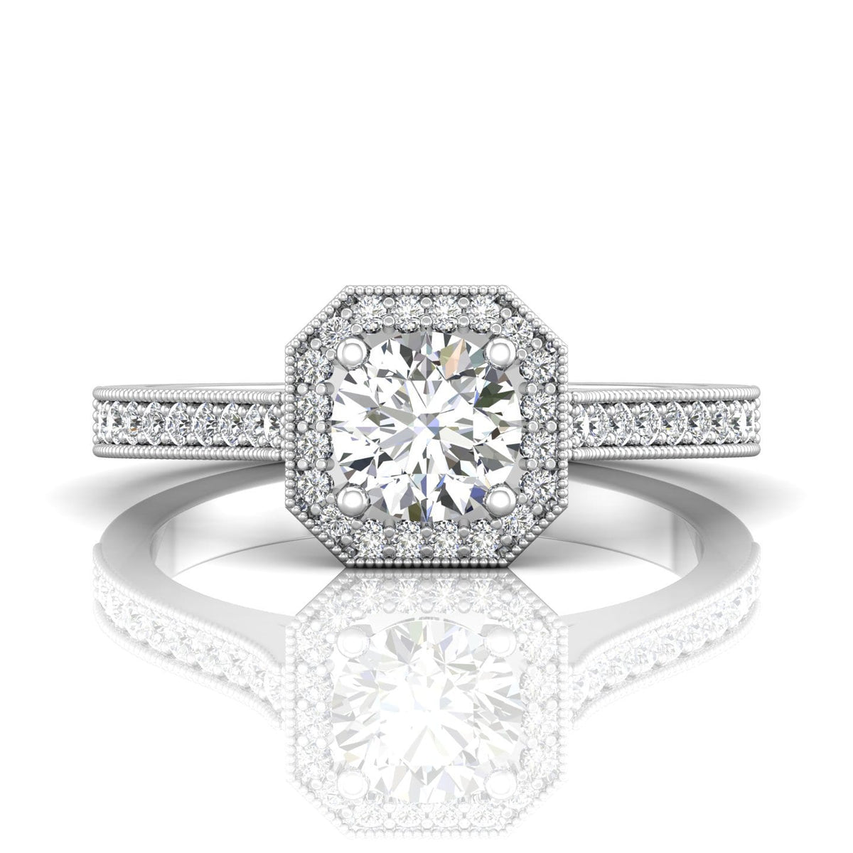 Vincents Fine Jewelry | Martin Flyer | Bead Set Micropave Halo Engagement Ring