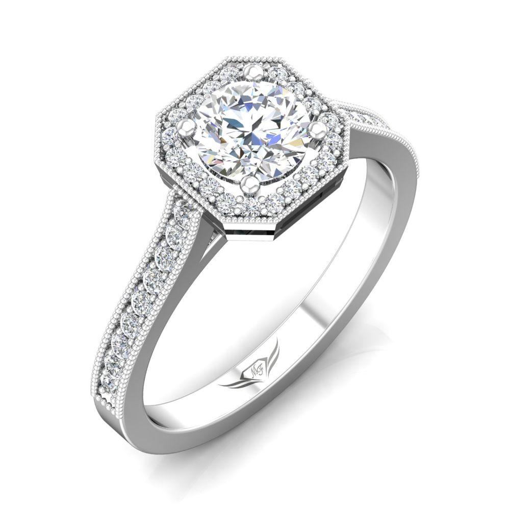 Vincents Fine Jewelry | Martin Flyer | Bead Set Micropave Halo Engagement Ring