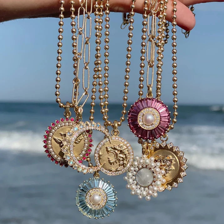 Aquamarine Diamond &amp; Pearl Emily Large Charm