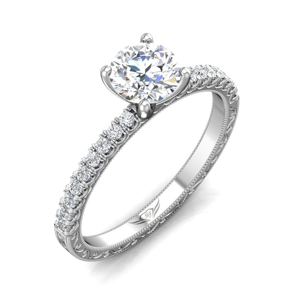 Vincents Fine Jewelry | Martin Flyer | Cutdown Micropave Hand Engraved Engagement Ring