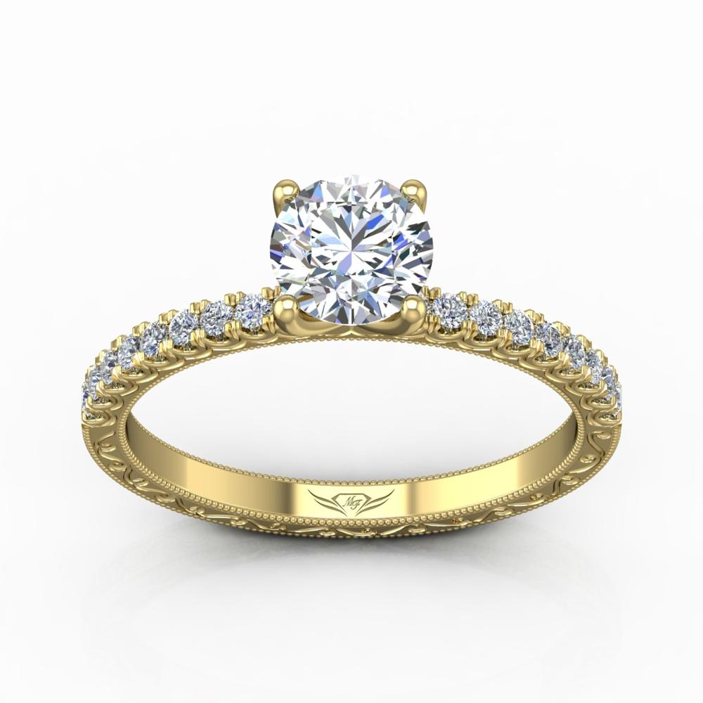 Vincents Fine Jewelry | Martin Flyer | Cutdown Micropave Hand Engraved Engagement Ring