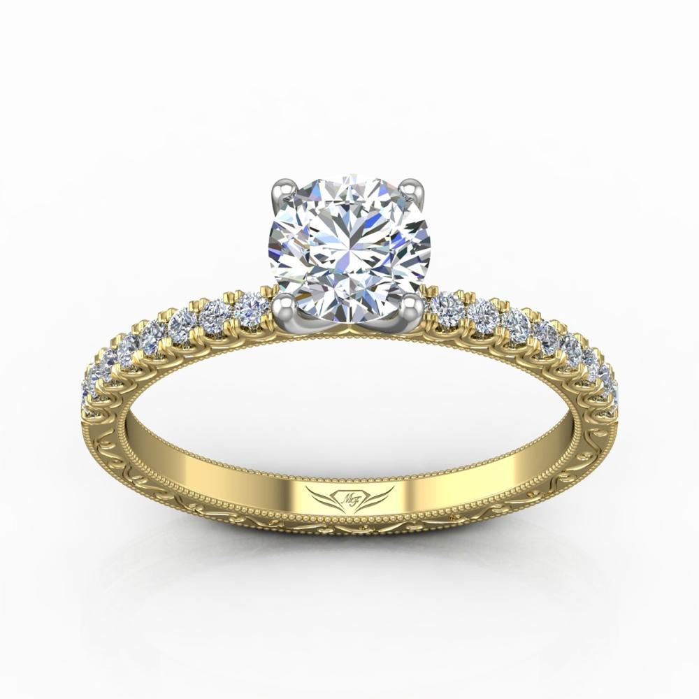 Vincents Fine Jewelry | Martin Flyer | Cutdown Micropave Hand Engraved Engagement Ring