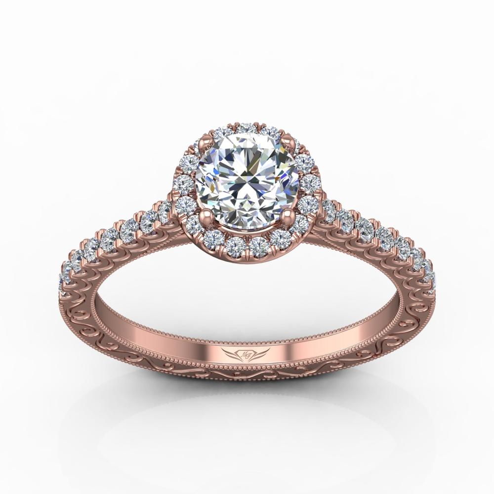 Vincents Fine Jewelry | Martin Flyer | Cutdown Micropave Hand Engraved Engagement Ring
