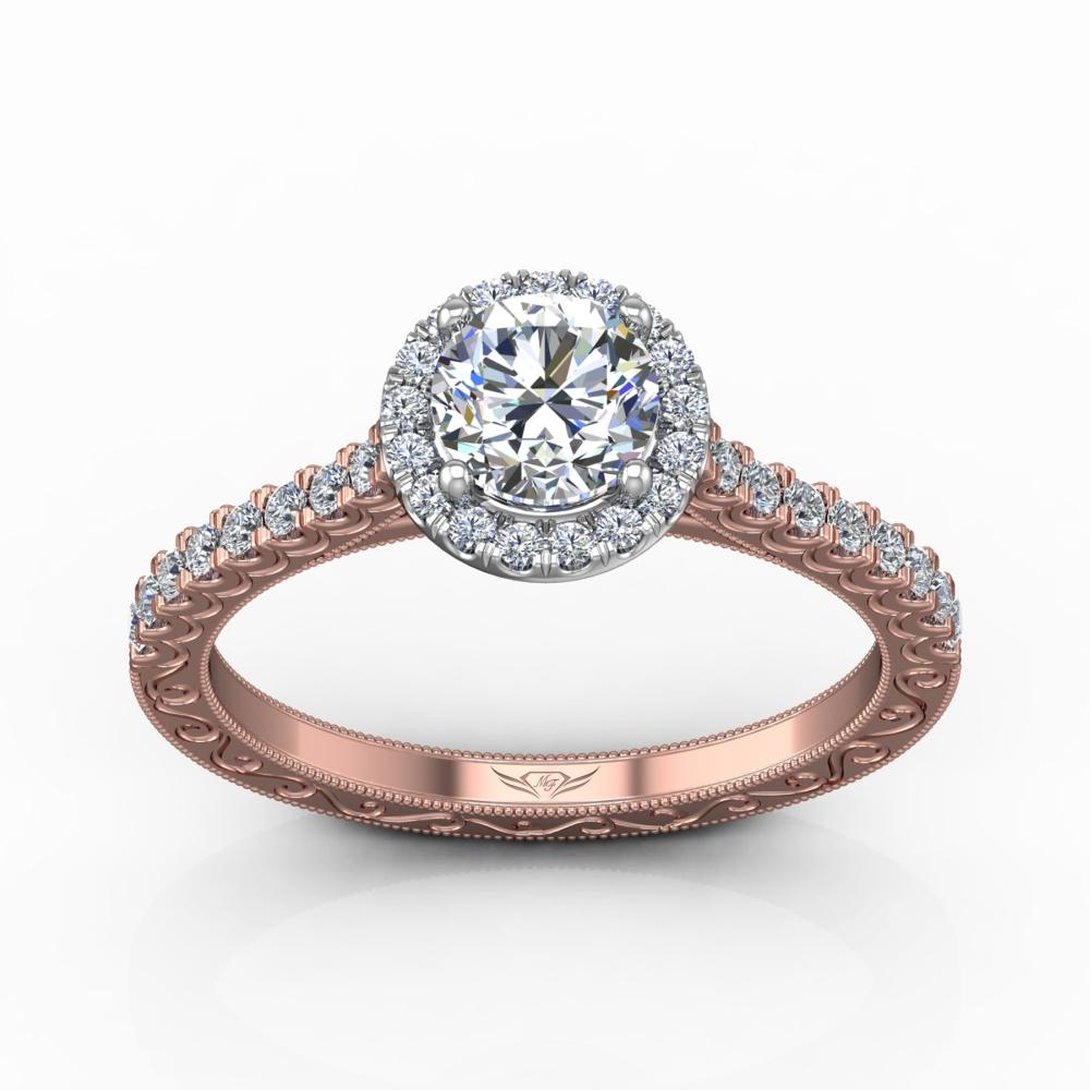 Vincents Fine Jewelry | Martin Flyer | Cutdown Micropave Hand Engraved Engagement Ring