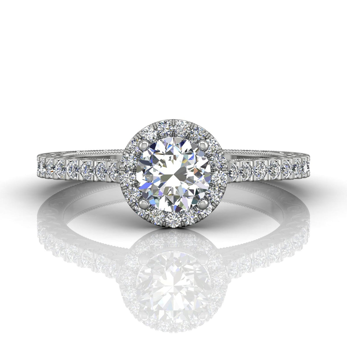 Vincents Fine Jewelry | Martin Flyer | Cutdown Micropave Hand Engraved Engagement Ring