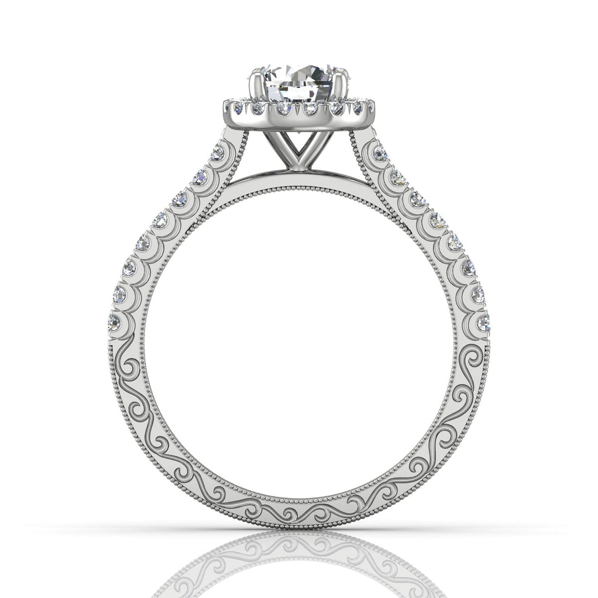Vincents Fine Jewelry | Martin Flyer | Cutdown Micropave Hand Engraved Engagement Ring